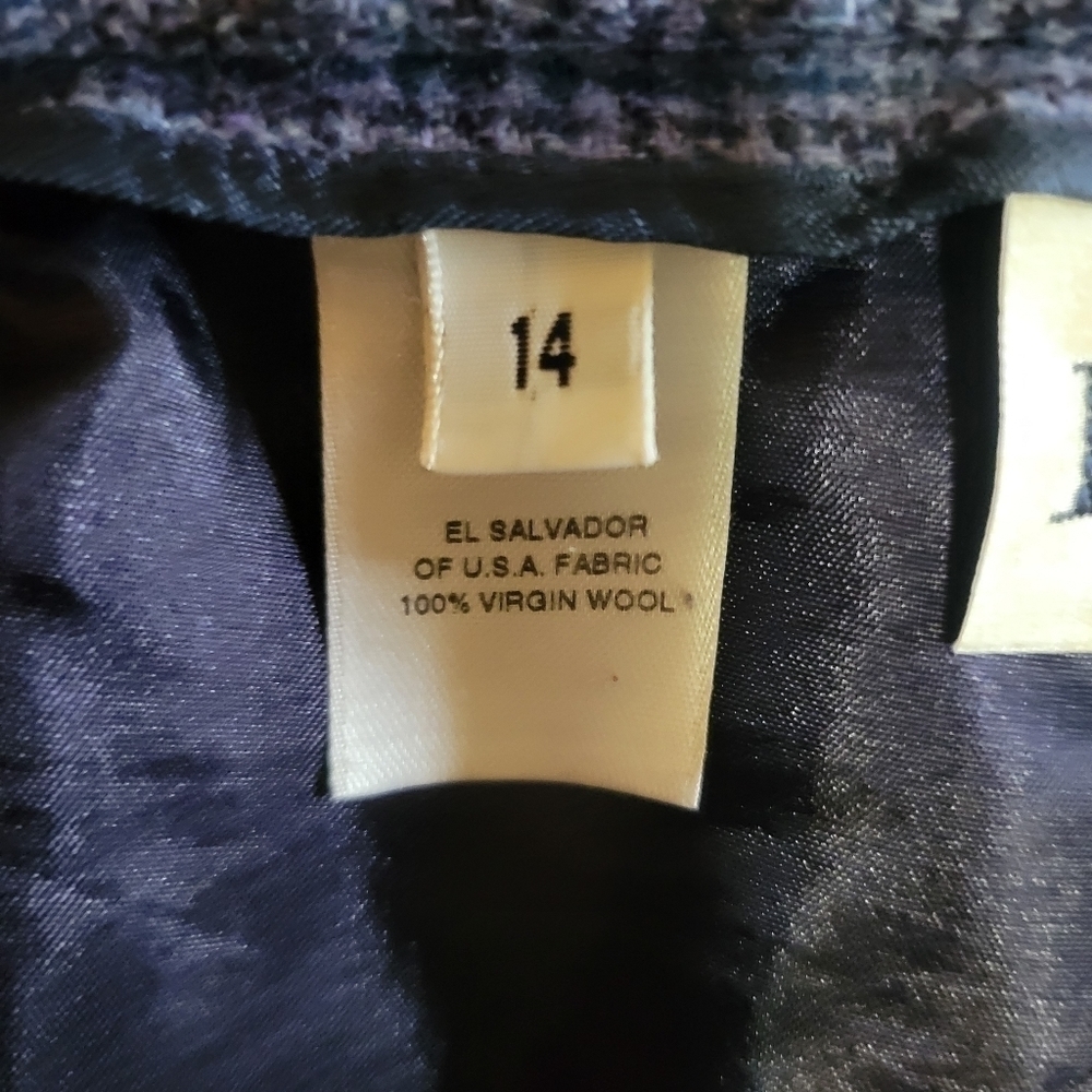 Pendleton size 14 wool blue plaid print trouser pants small stain - Picture 5 of 7